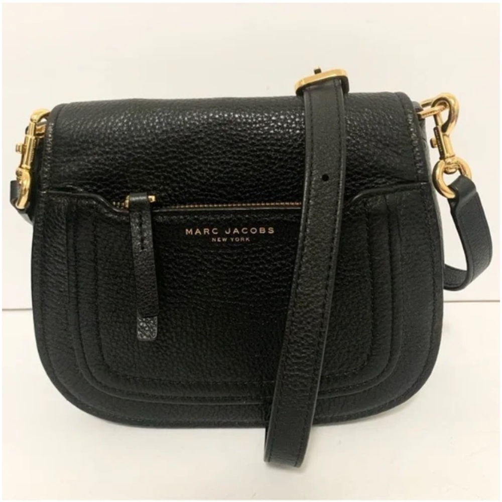 Marc Jacobs Black Pebbled Leather Crossbody Messenger Bag